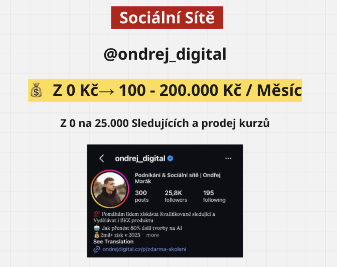 Sociální sítě @ondrej_digital - z 0 na 100-200 000 Kč měsíčně