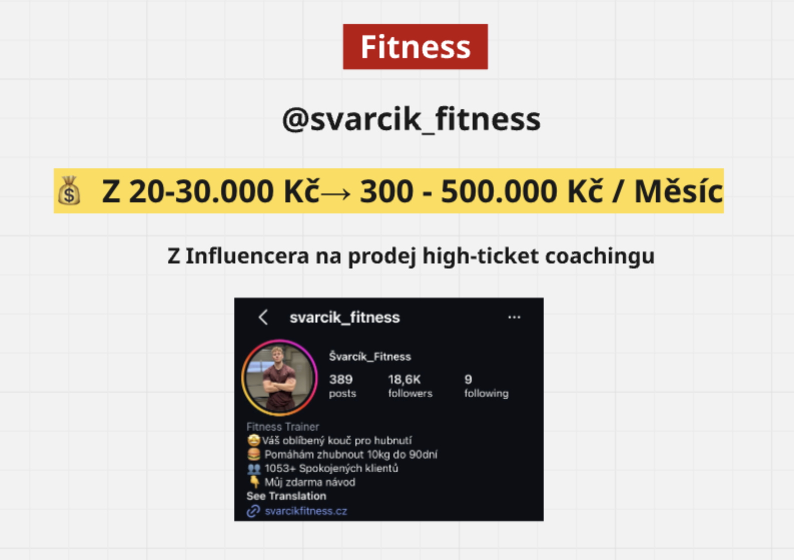 Fitness @svarcik_fitness - z 20-30 tisíc na 300-500 000 Kč měsíčně