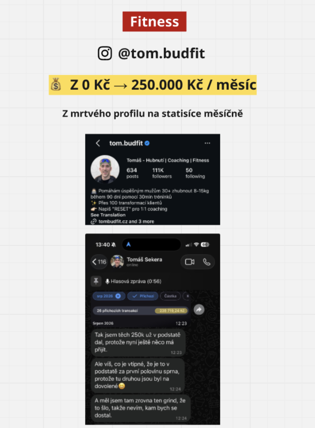 Fitness @tom.budfit - z 0 Kč na 250 000 Kč měsíčně